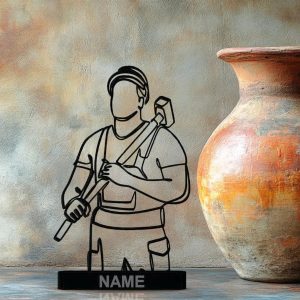 Construction Engineer Builder Art Sculpture Unique Gift Idea for a Contractor Custom Black Miniature Showpiece Tradesman Desk Personalized